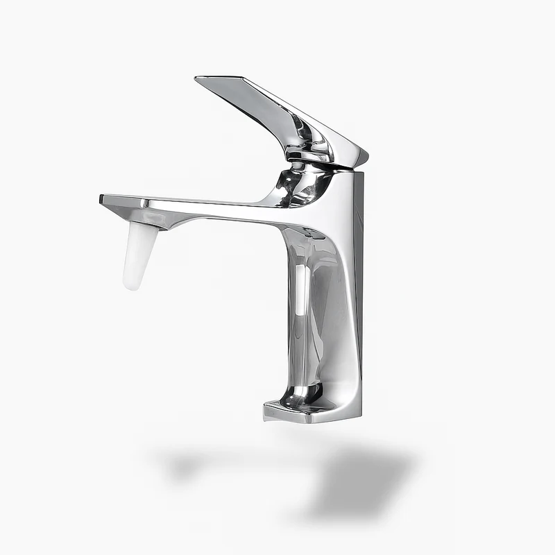 Robinet mitigeur lavabo chromé noir – Design carré moderne