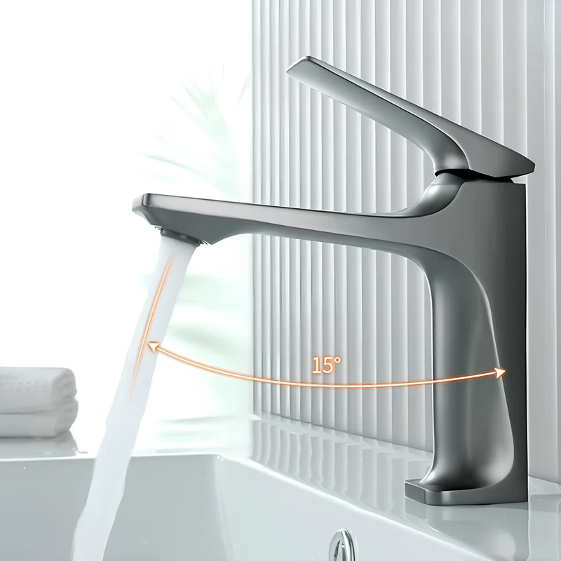 Robinet mitigeur lavabo chromé noir – Design carré moderne