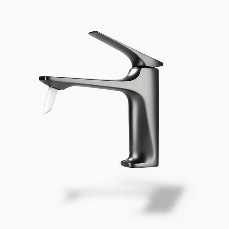 Robinet mitigeur lavabo chromé noir – Design carré moderne