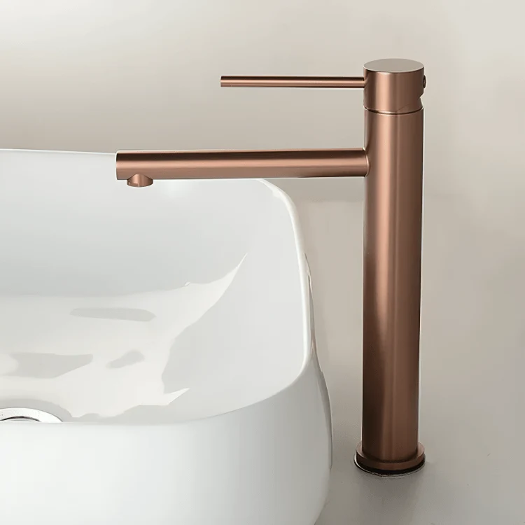 Robinet lavabo haut rose brossé – Mitigeur design salle de bain