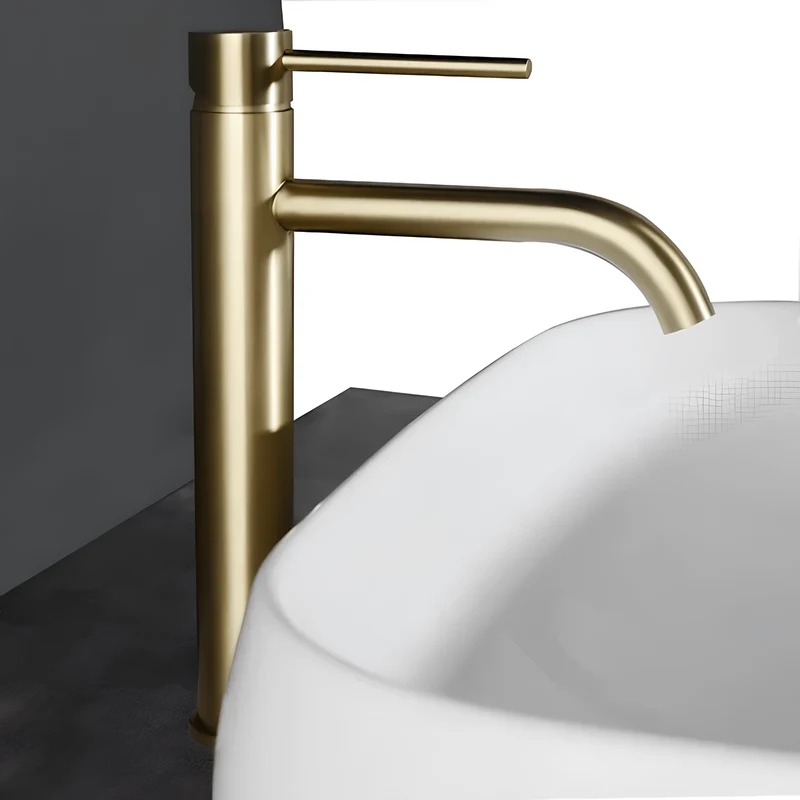 Robinet lavabo haut rose brossé – Mitigeur design salle de bain