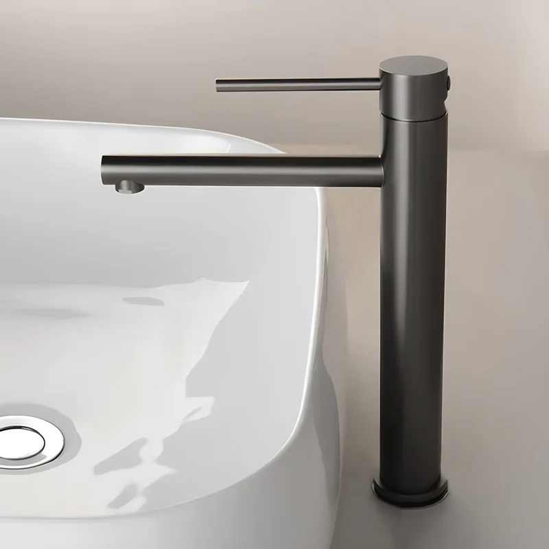 Robinet lavabo haut rose brossé – Mitigeur design salle de bain