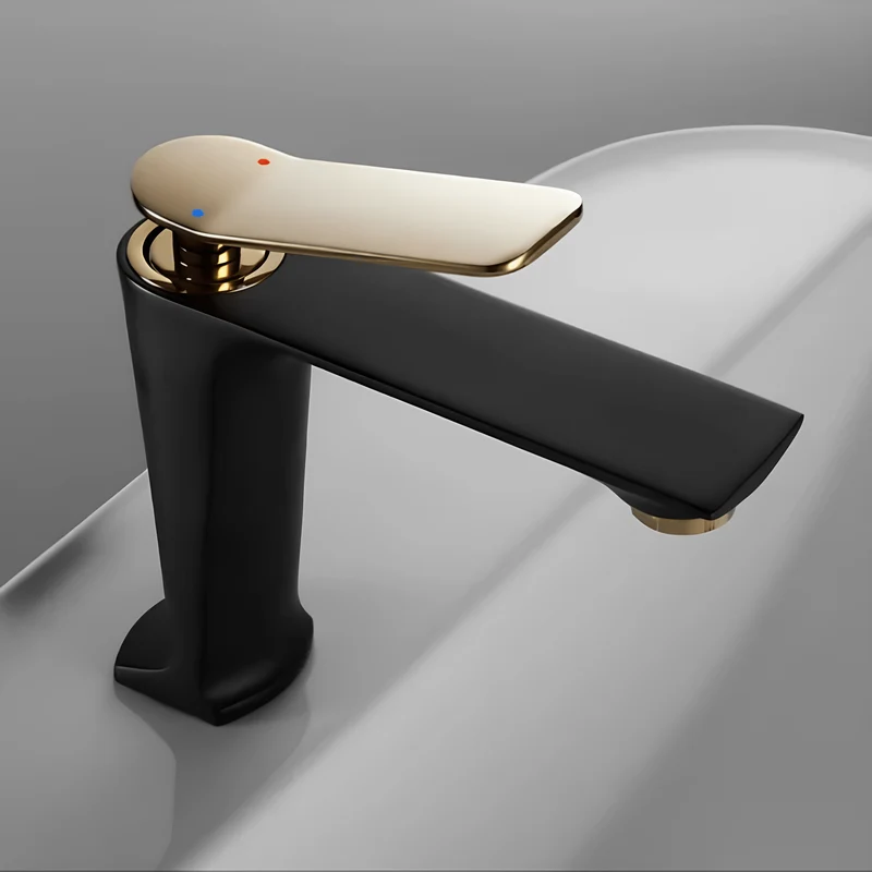 Robinet rose salle de bain en laiton – Mitigeur design ponté avec poignée unique