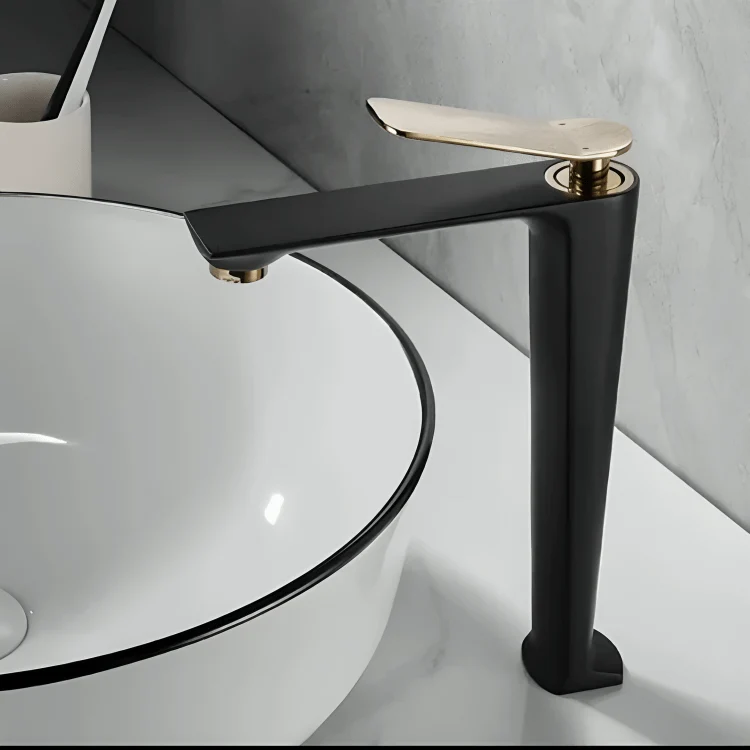 Robinet rose salle de bain en laiton – Mitigeur design ponté avec poignée unique