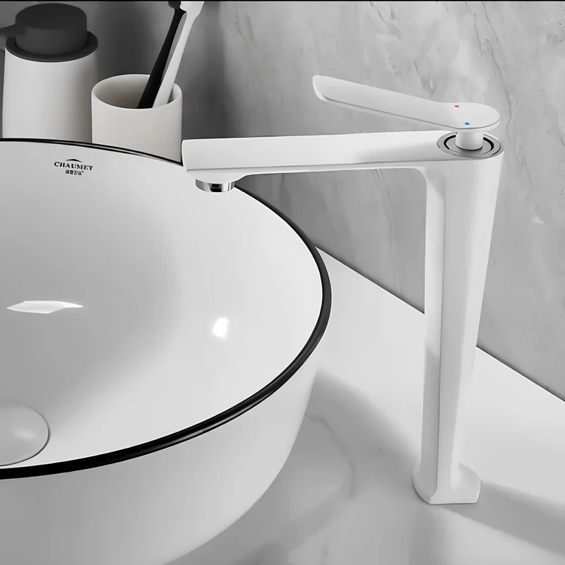 Robinet rose salle de bain en laiton – Mitigeur design ponté avec poignée unique