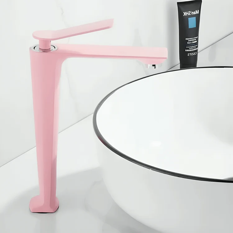 Robinet rose salle de bain en laiton – Mitigeur design ponté avec poignée unique