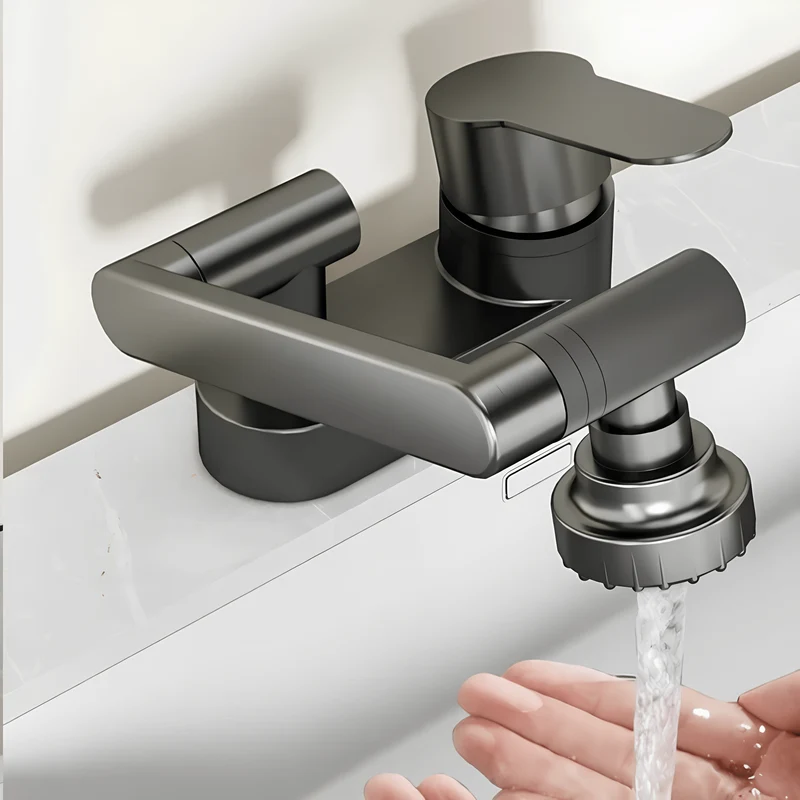 Robinet lavabo rotatif 360° – Double bec