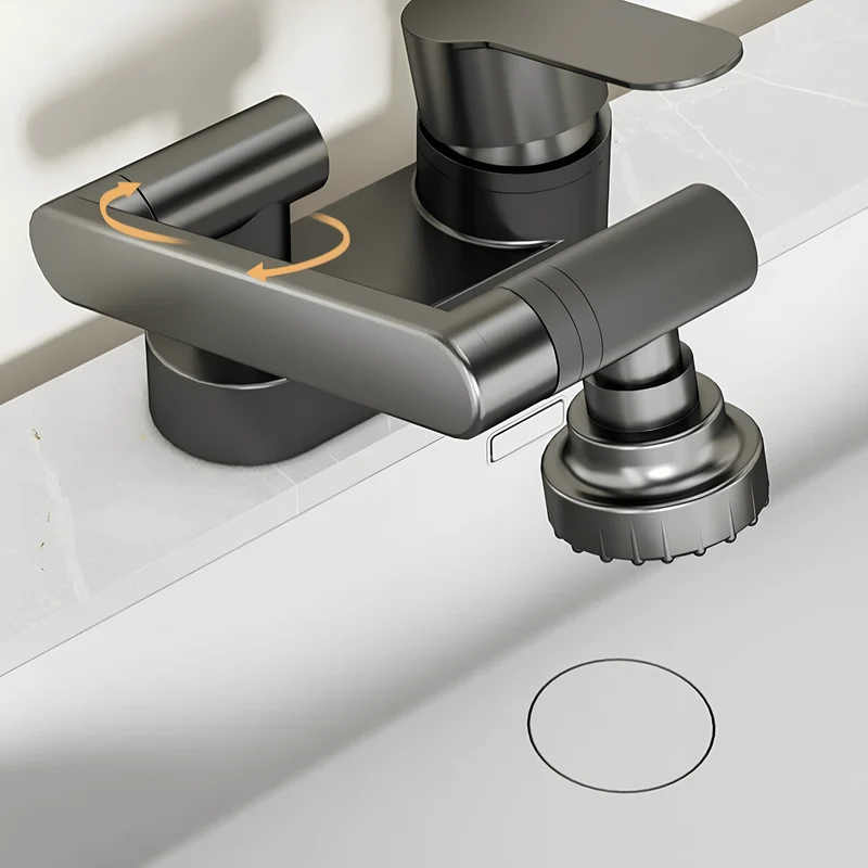 Robinet lavabo rotatif 360° – Double bec