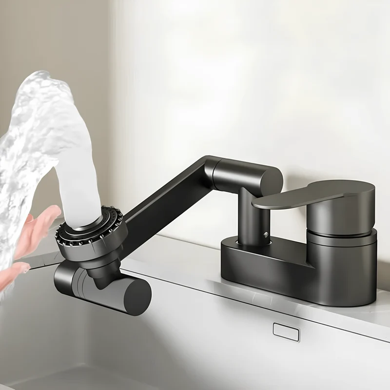 Robinet lavabo rotatif 360° – Double bec