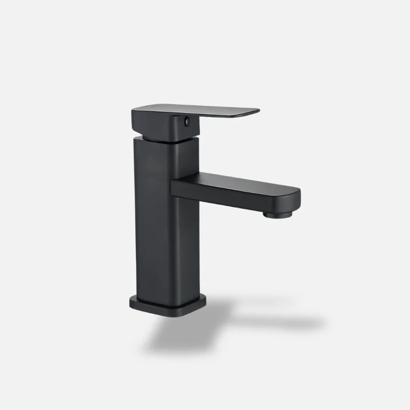 Robinet mitigeur salle de bain inox brossé – Modèle carré design pour lavabo moderne