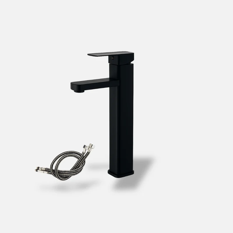 Robinet mitigeur salle de bain inox brossé – Modèle carré design pour lavabo moderne
