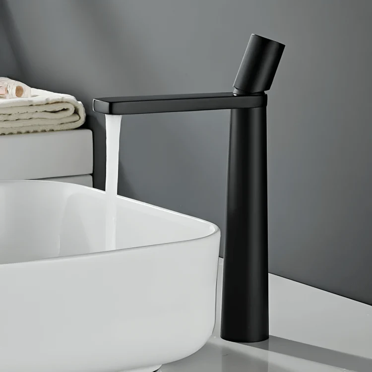 Robinet salle de bain haut noir mat – Design moderne 30,5 cm pour vasque posée
