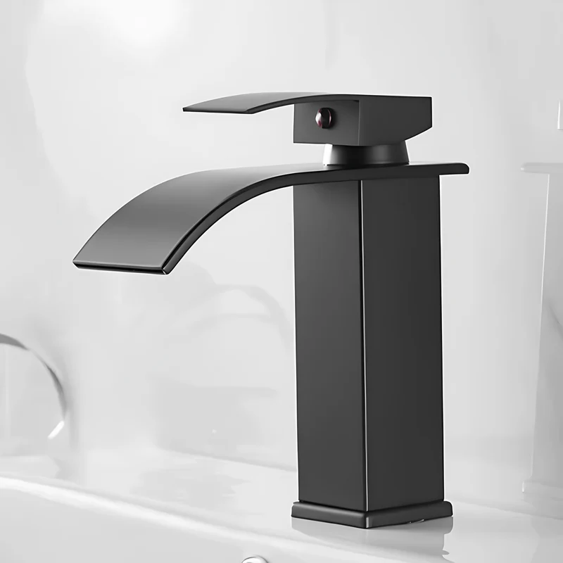 Robinet cascade salle de bain noir – Design moderne en inox mat