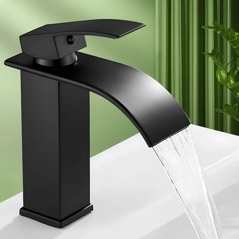 Robinet cascade salle de bain noir – Design moderne en inox mat