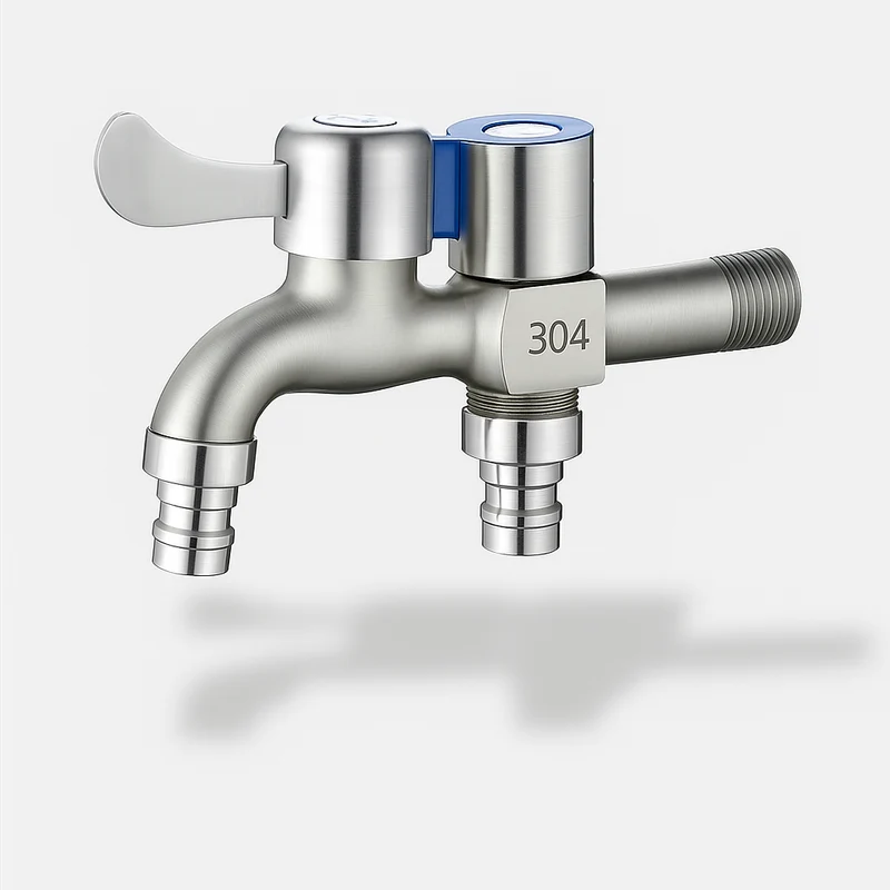 Robinet de puisage extérieur – Double sortie inox durable