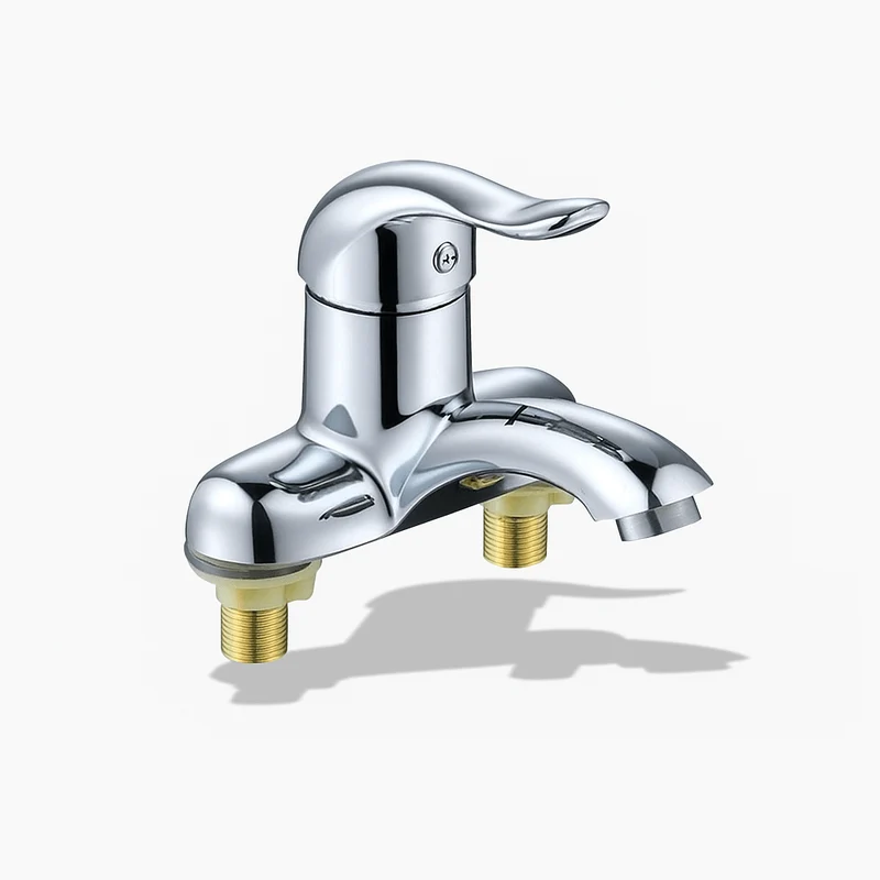 Robinet salle de bain double trou – Mitigeur eau chaude et froide en finition chromée