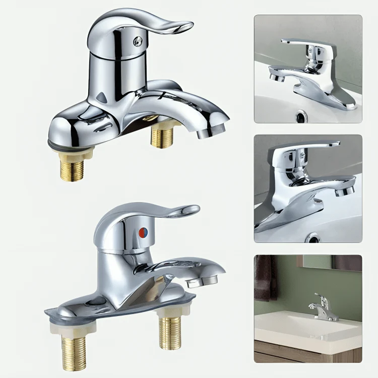 Robinet salle de bain double trou – Mitigeur eau chaude et froide en finition chromée