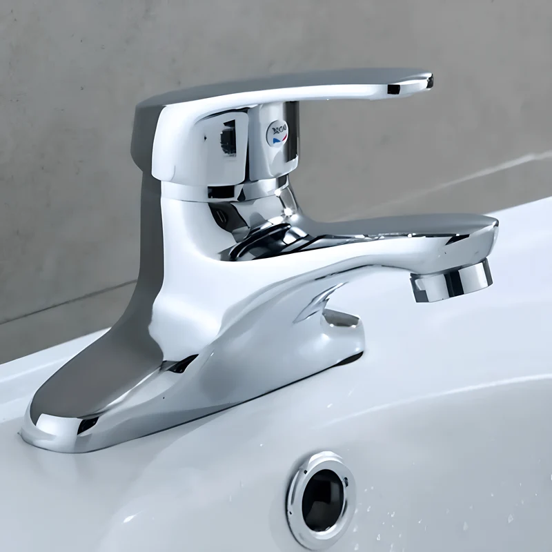 Robinet salle de bain double trou – Mitigeur eau chaude et froide en finition chromée