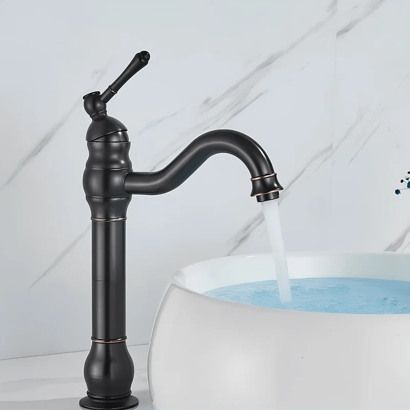 Robinet salle de bain rétro en laiton antique – Design à poignée unique