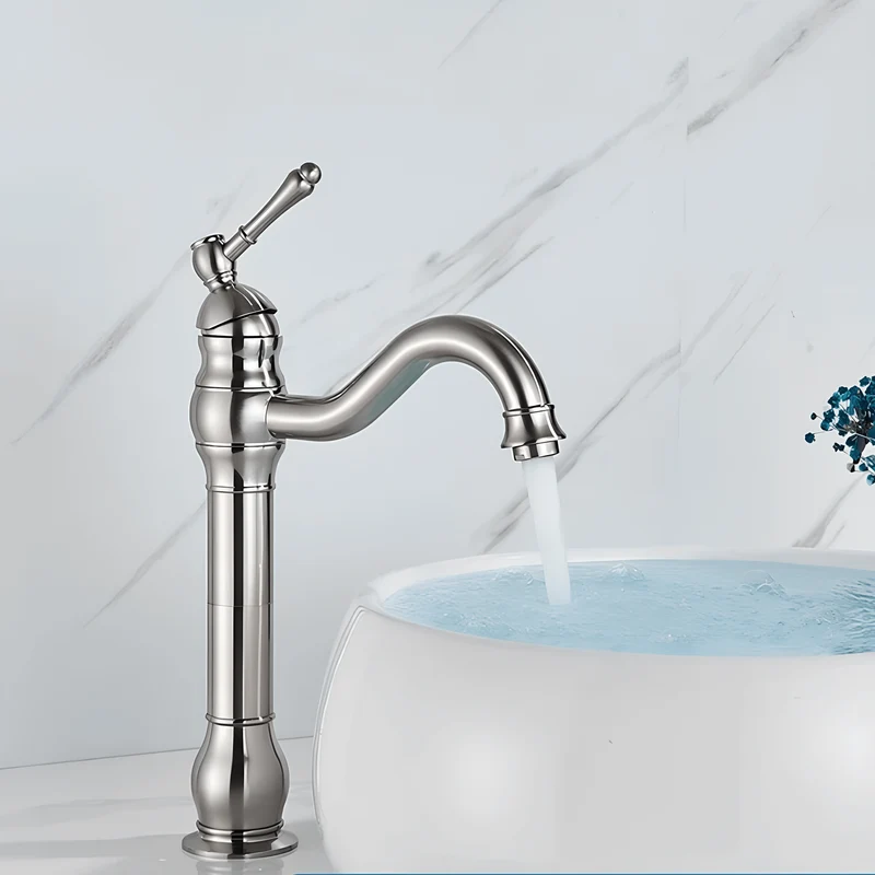 Robinet salle de bain rétro en laiton antique – Design à poignée unique