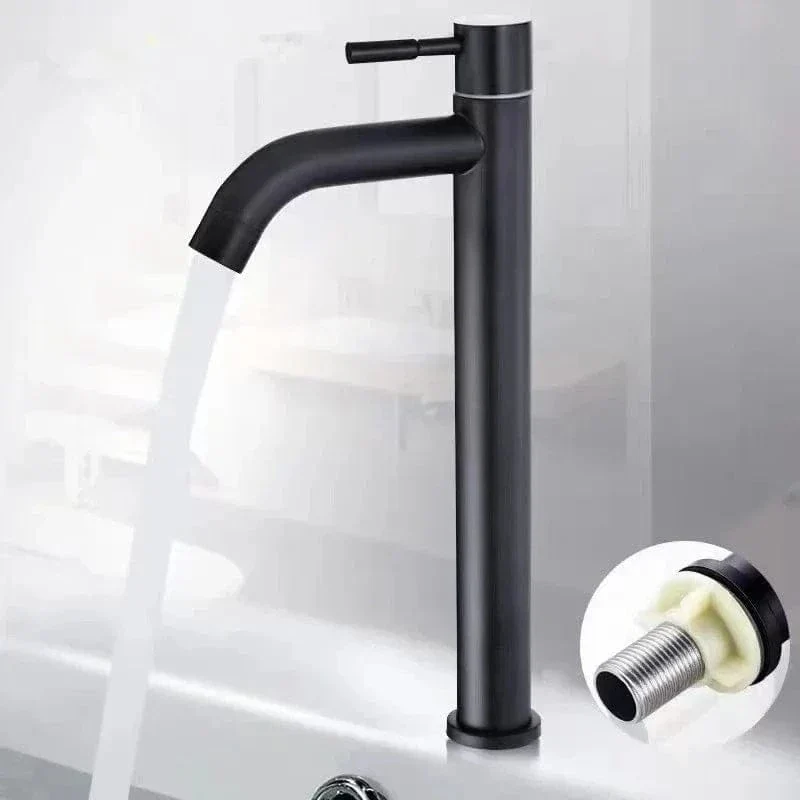 Robinet cuisine noir en inox – Modèle haut à eau froide simple