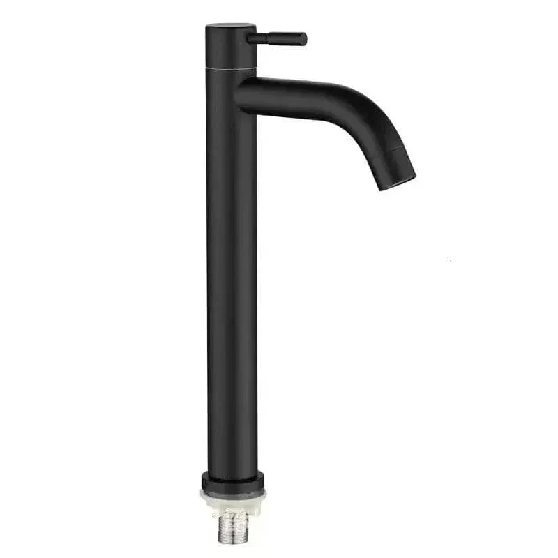 Robinet cuisine noir en inox – Modèle haut à eau froide simple