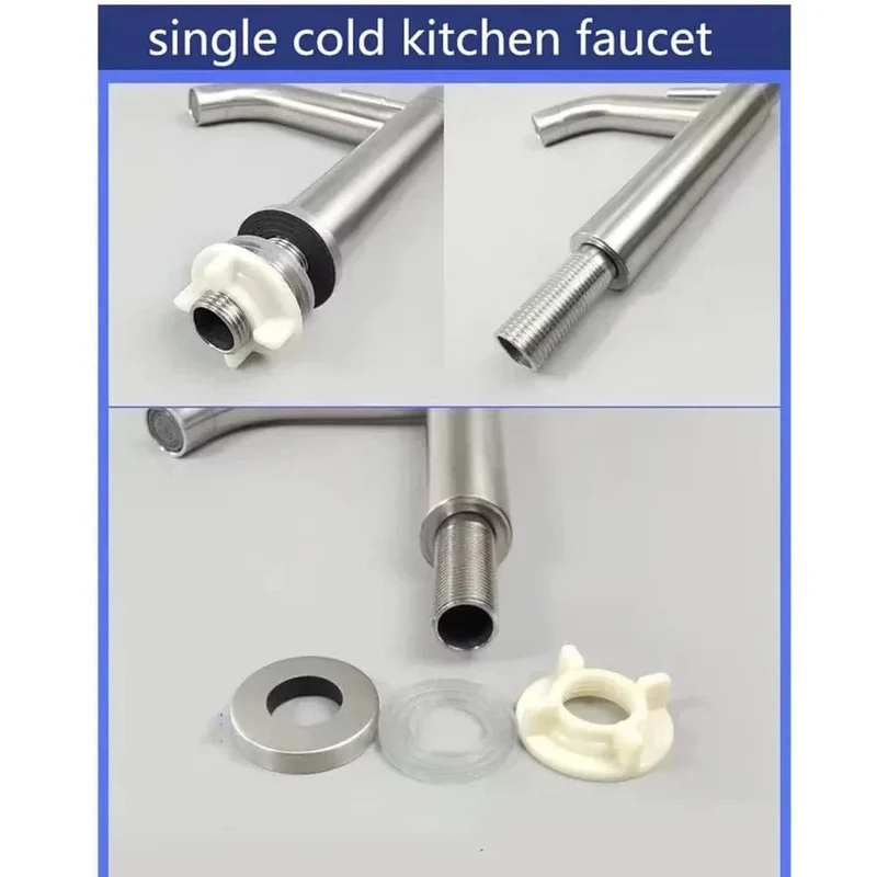 Robinet cuisine noir en inox – Modèle haut à eau froide simple
