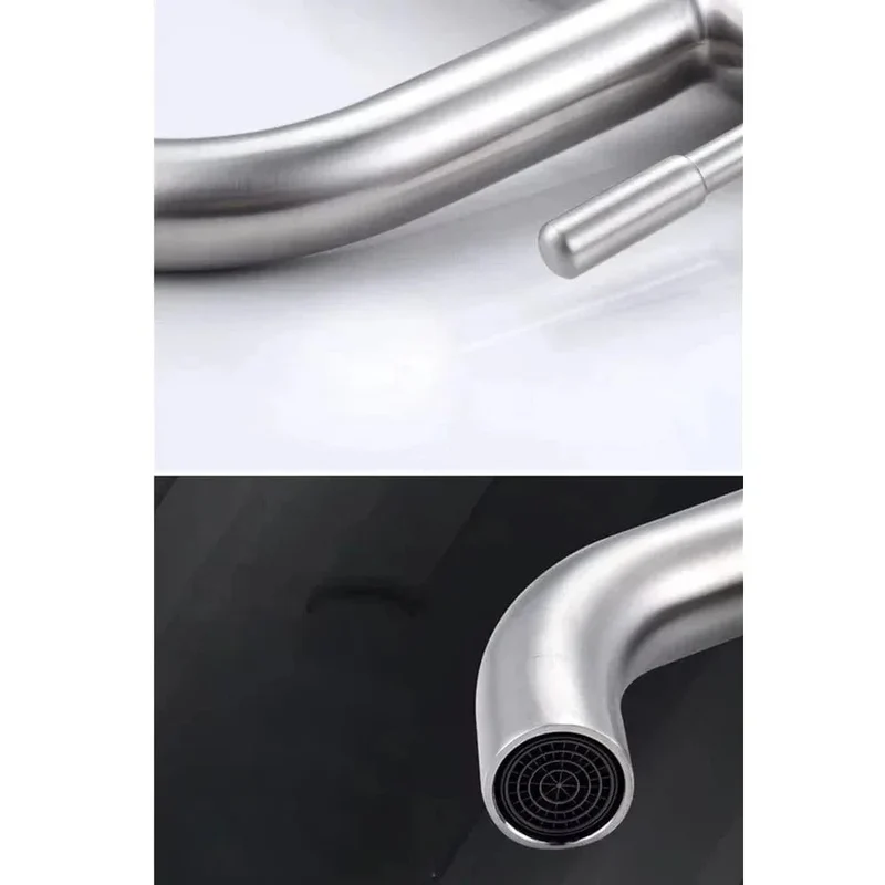 Robinet cuisine noir en inox – Modèle haut à eau froide simple