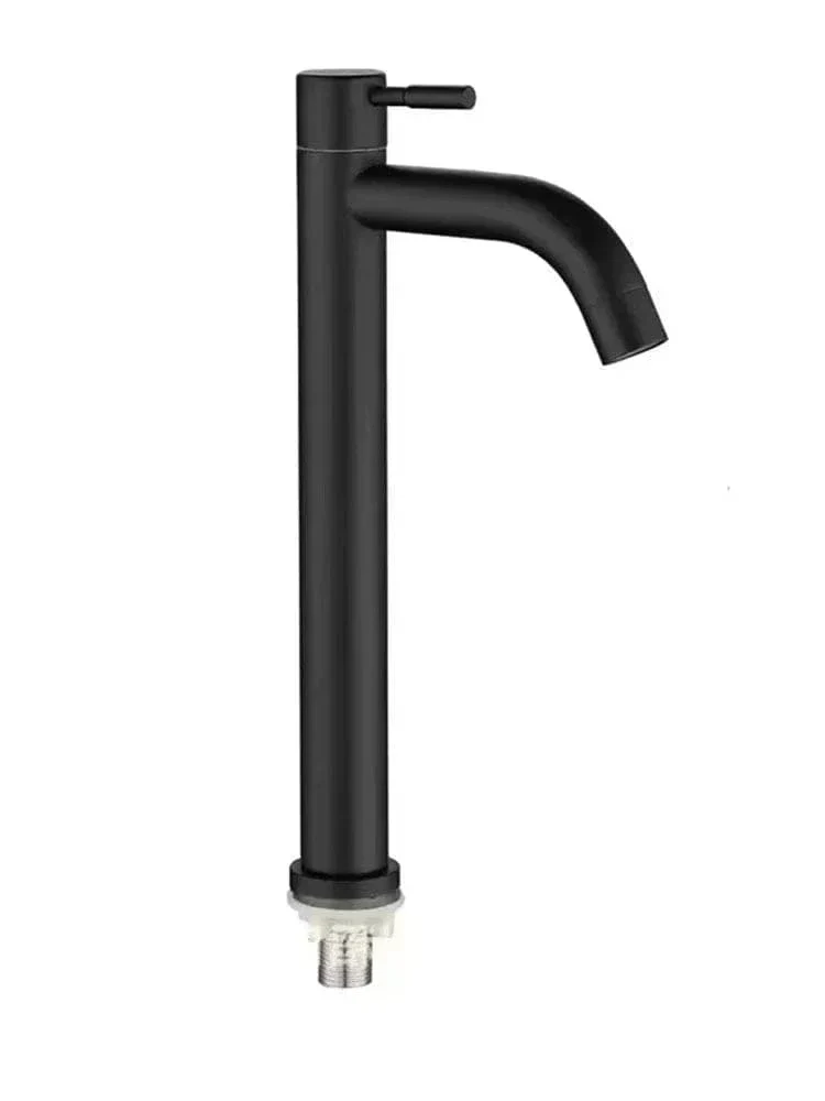 Robinet cuisine noir en inox – Modèle haut à eau froide simple