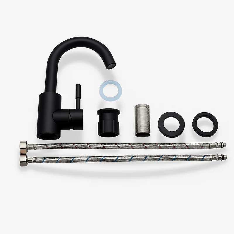 Robinet lavabo noir – Mitigeur salle de bain en acier inoxydable finition mate