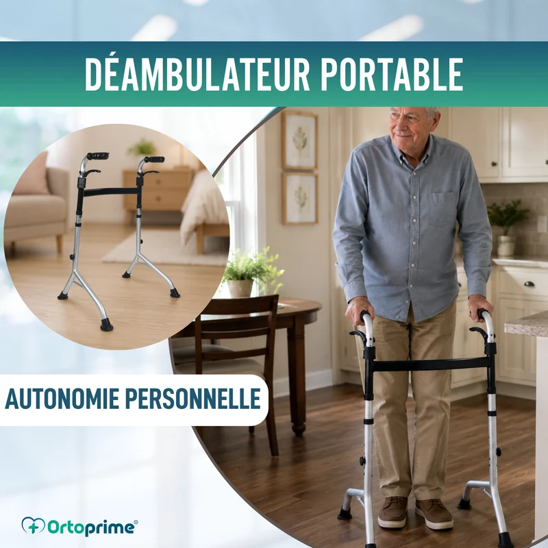 Déambulateur sans Roues avec Poignées Pliables | Hauteur Réglable