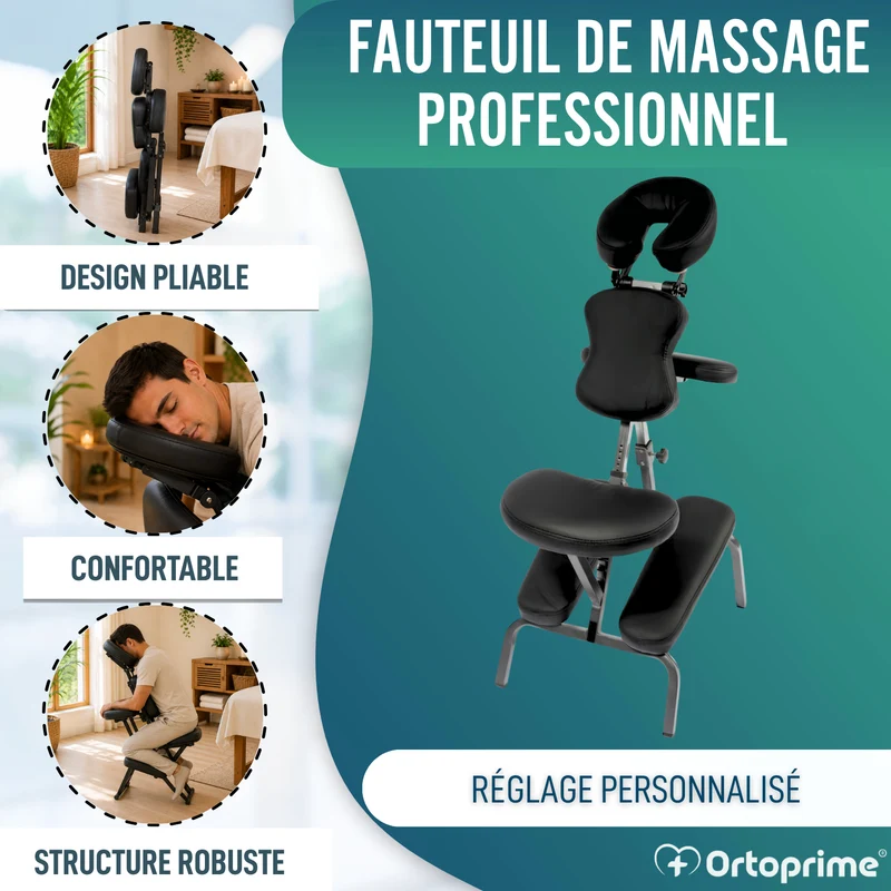 Chaise de Massage Pliante avec Appui-Tête Réglable