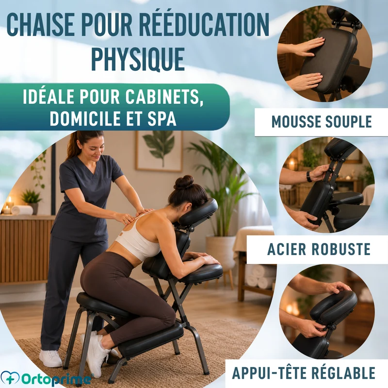 Chaise de Massage Pliante avec Appui-Tête Réglable
