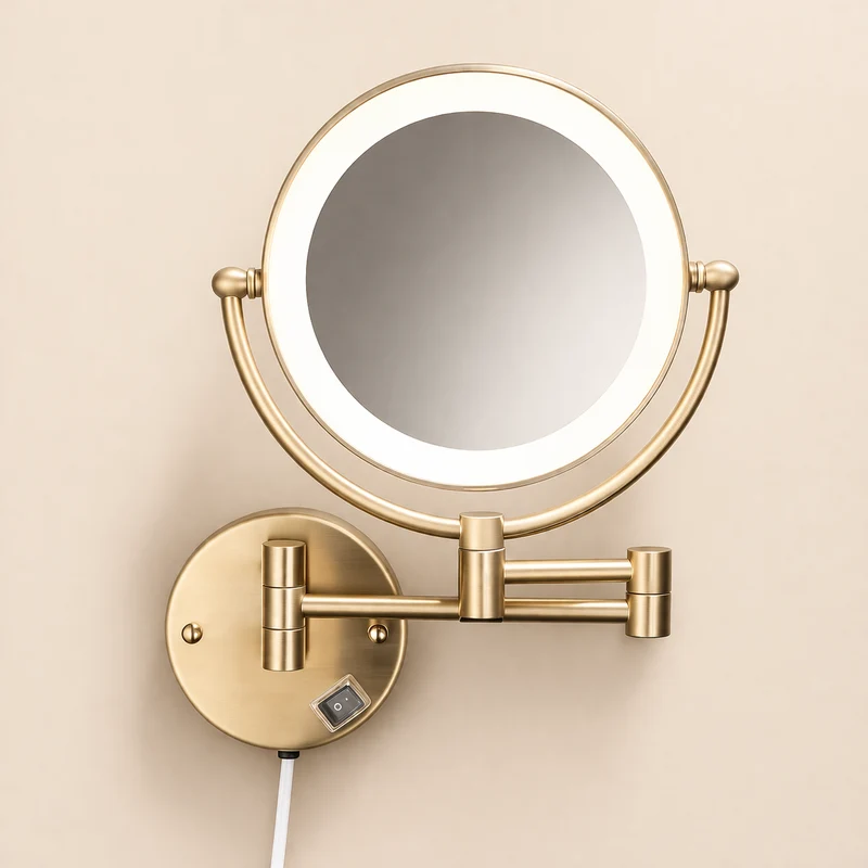 Miroir maquillage mural LED double face extensible