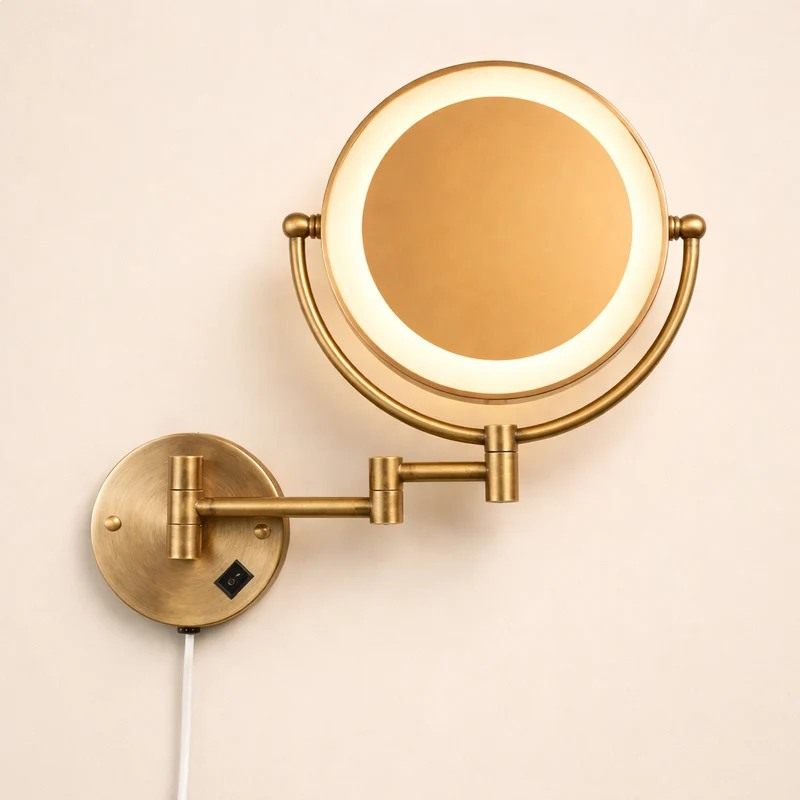 Miroir maquillage mural LED double face extensible