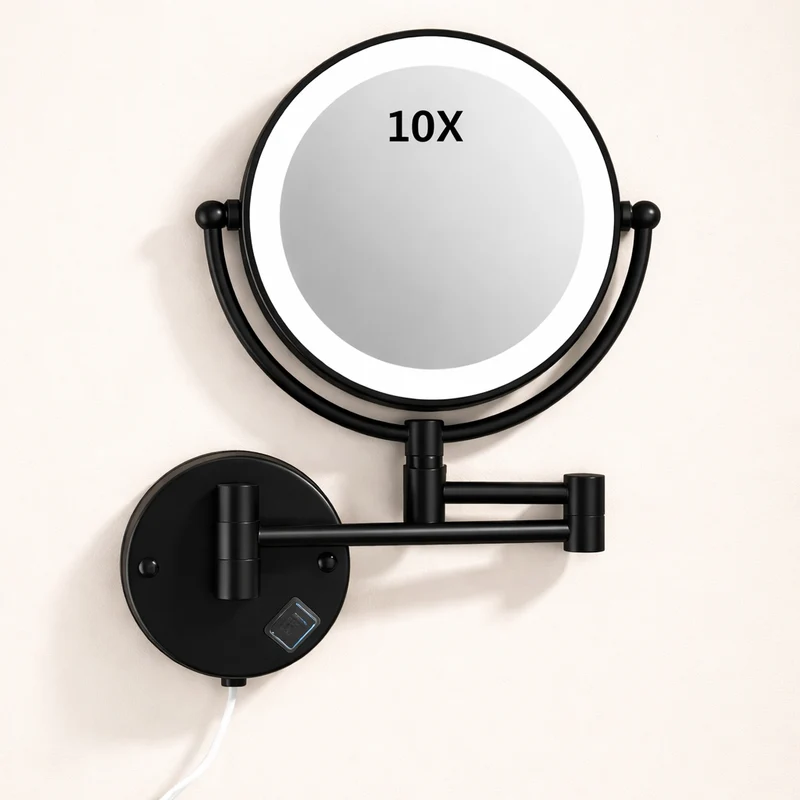 Miroir maquillage mural LED double face extensible