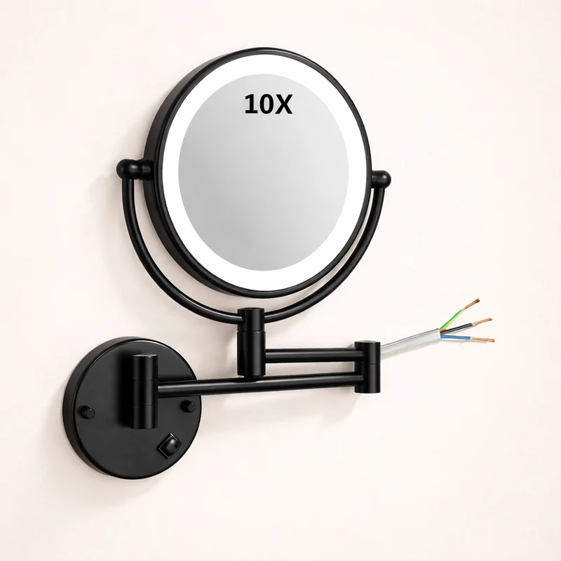 Miroir maquillage mural LED double face extensible