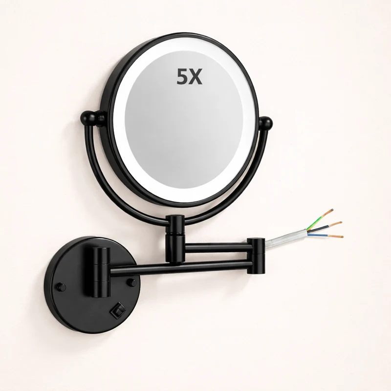 Miroir maquillage mural LED double face extensible