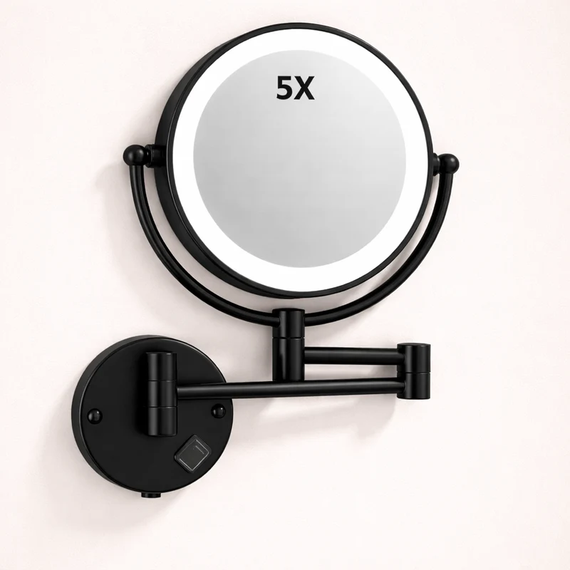 Miroir maquillage mural LED double face extensible