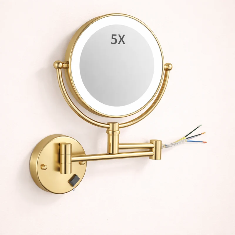 Miroir maquillage mural LED double face extensible