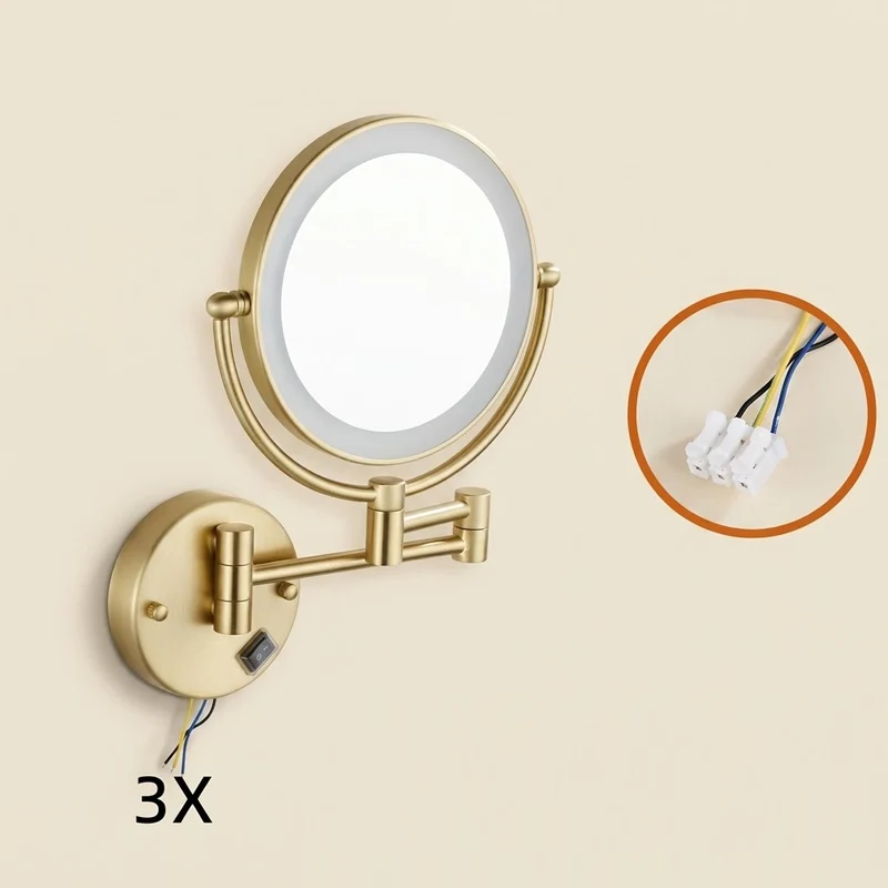 Miroir maquillage mural LED double face extensible