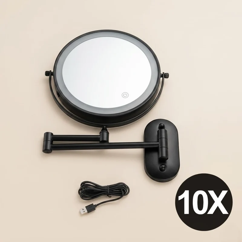 Miroir maquillage lumineux mural LED double face grossissant