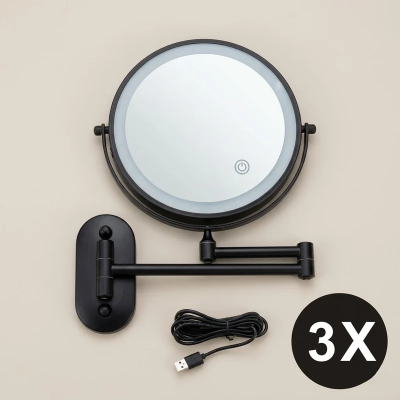 Miroir maquillage lumineux mural LED double face grossissant