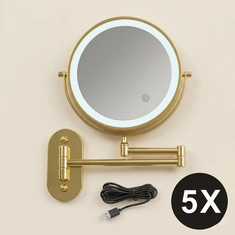 Miroir maquillage lumineux mural LED double face grossissant