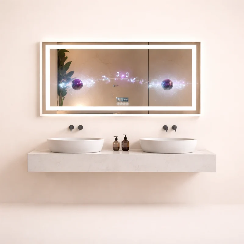 Miroir salle de bain LED Bluetooth anti-buée tactile 3 couleurs