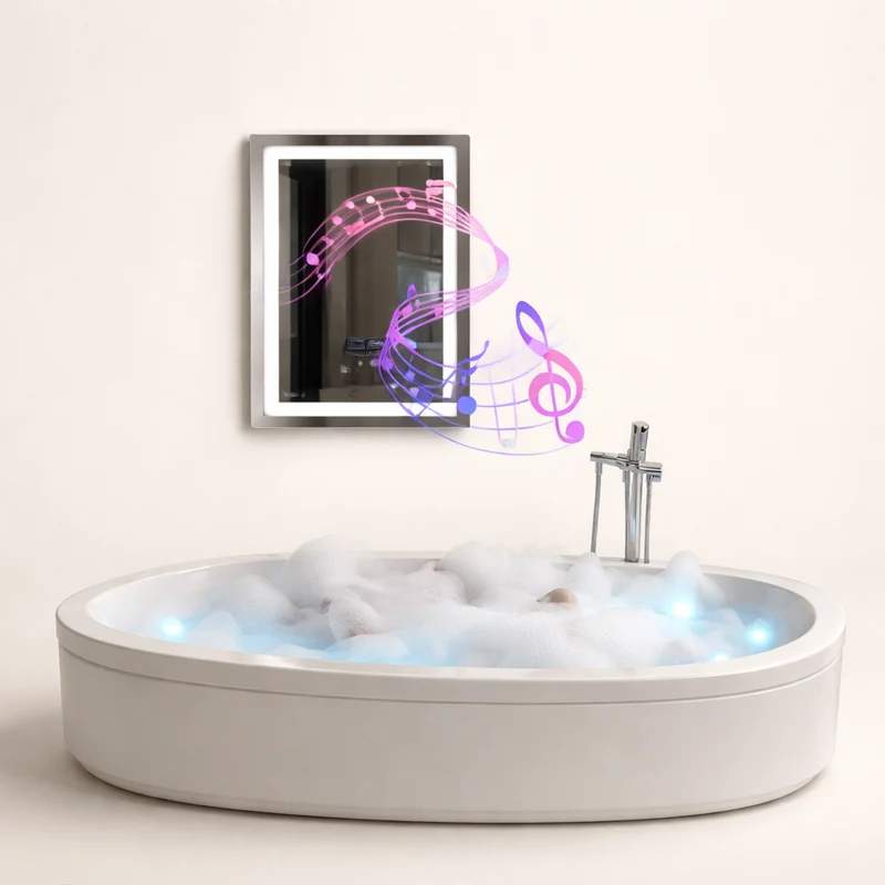 Miroir salle de bain LED Bluetooth anti-buée tactile 3 couleurs