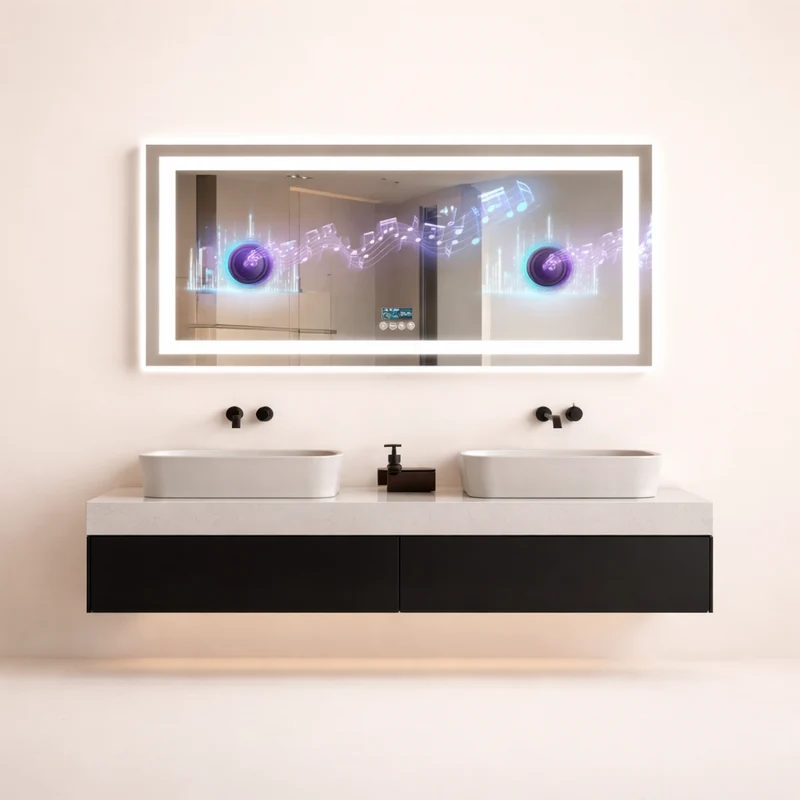 Miroir salle de bain LED Bluetooth anti-buée tactile 3 couleurs