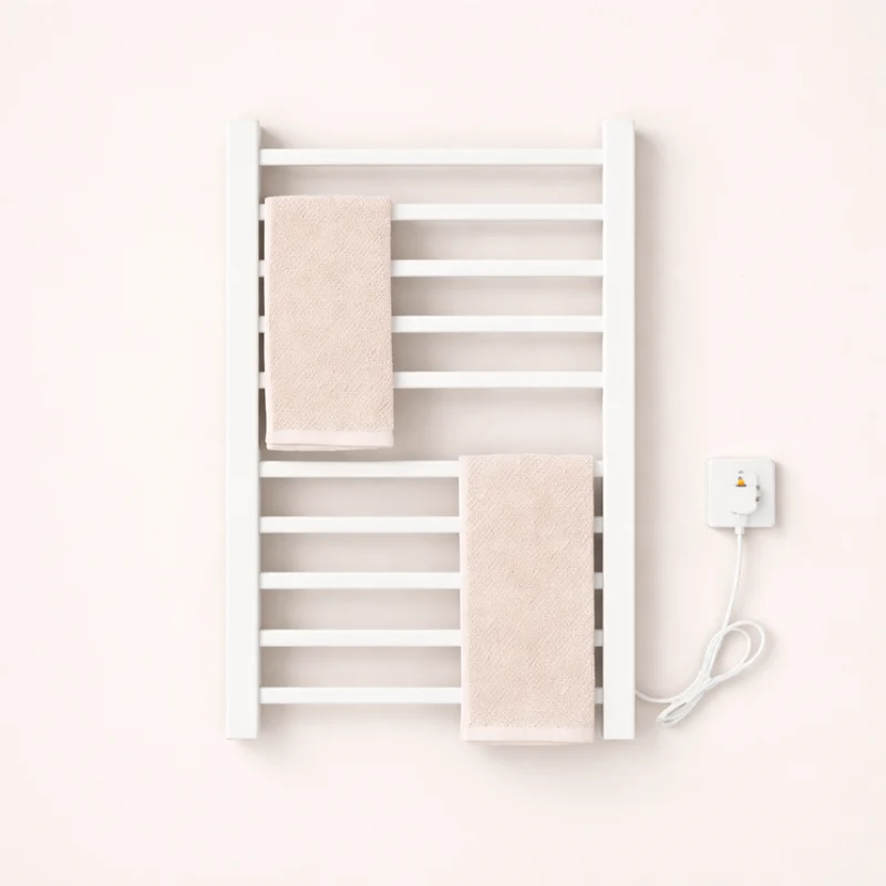 Porte-serviettes Électrique Noir Design - Thermostat Intelligent & Étagère Pliable