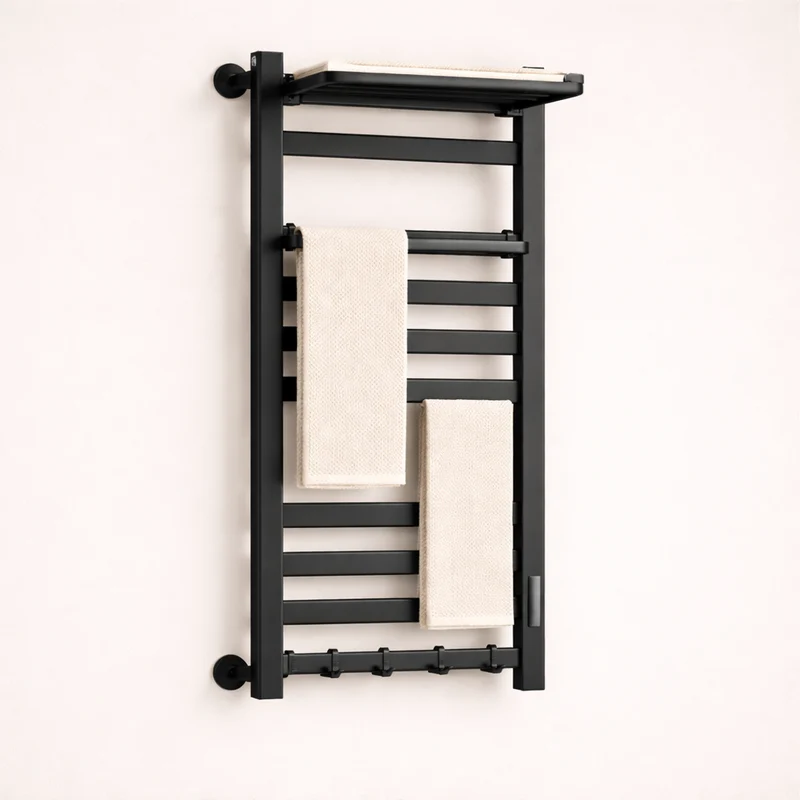Sèche-serviette Électrique Noir Mat - Thermostat Tactile & Aluminium 304