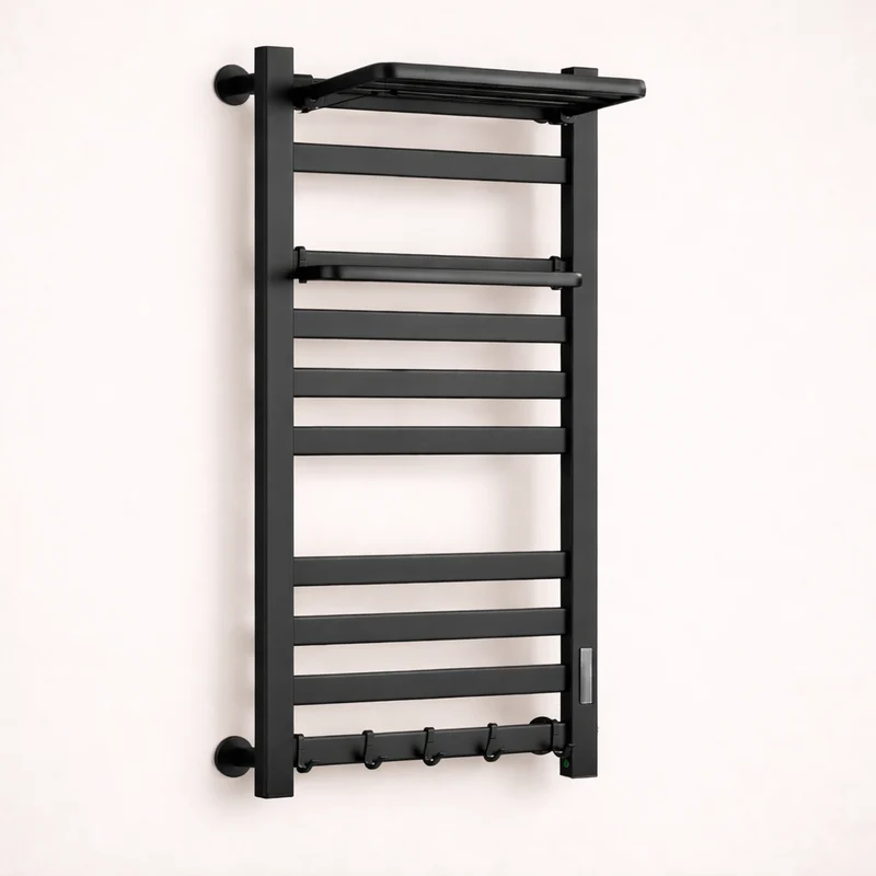 Sèche-serviette Électrique Noir Mat - Thermostat Tactile & Aluminium 304
